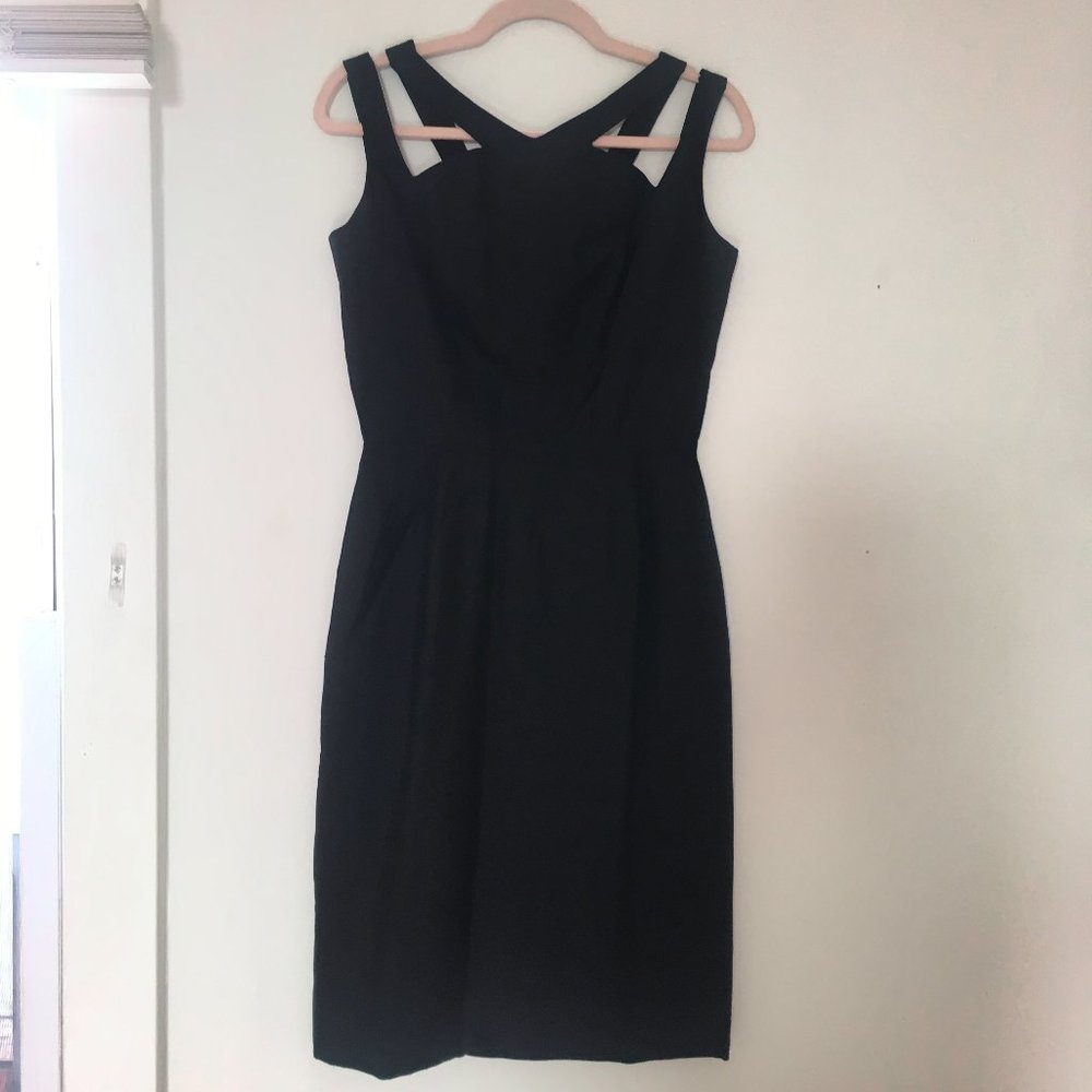 1950's Vintage Estevez for Genelle Black Cocktail Dress Cutout Neckline Womens